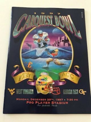 1997 Carquest Bowl Game Program W.  Virginia Vs.  Georgia Tech -