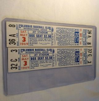 1969 Ticket Stubs Columbus Baseball International League Schedule Jet Stadium