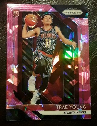 2018 - 19 Panini Prizm Trae Young Pink Cracked Ice Prizm Rc Very Very