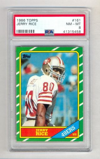 1986 Topps 161 Jerry Rice Rookie Rc 49ers Hof Psa 8 Nm - (2)