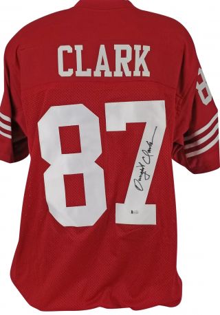 49ers Dwight Clark Authentic Signed Red Jersey Autographed Bas Witnessed