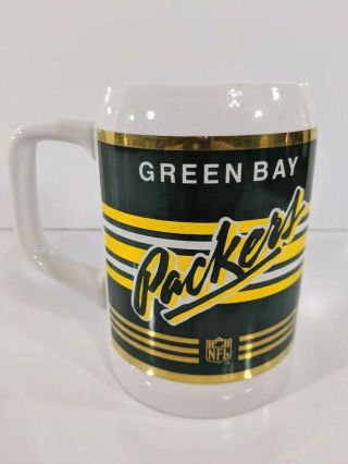 Vintage Nfl Official Green Bay Packers Gold Accent Papel Large 20 Oz.  Mug Cup