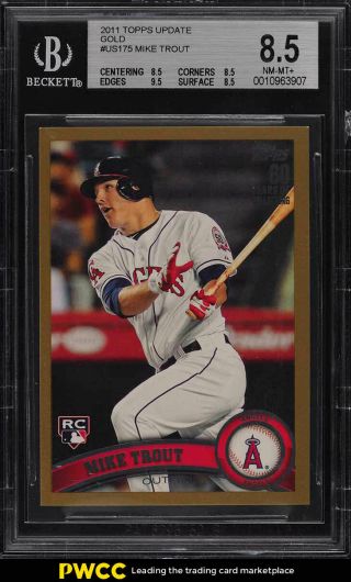 2011 Topps Update Gold Mike Trout Rookie Rc /2011 Us175 Bgs 8.  5 Nm - Mt,  (pwcc)