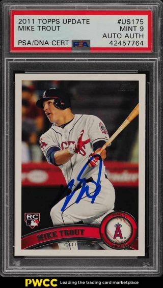 2011 Topps Update Mike Trout Rookie Rc Psa/dna Auto Us175 Psa 9 (pwcc)