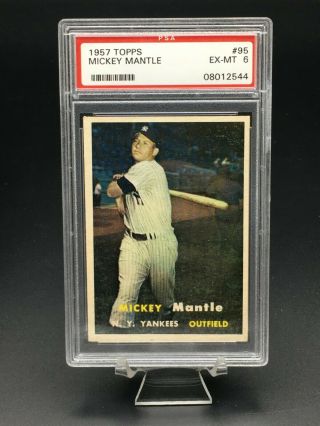 1957 Topps Baseball Mickey Mantle Hof Psa Ex - Mt 6 95 Ny Yankees Set Break