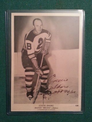 1939 - 40 OPC V301 - 1 100 EDDIE SHORE Autographed - Boston Bruins BEST EBAY VALUE 11