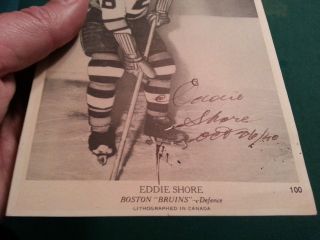 1939 - 40 OPC V301 - 1 100 EDDIE SHORE Autographed - Boston Bruins BEST EBAY VALUE 2
