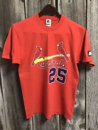Vintage Starter St.  Louis Cardinals 25 Mark Mcgwire Red T - Shirt Sz M