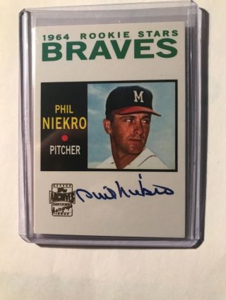 Phil Niekro Autographed 2001 Topps Archives Rookie Reprint On Card Auto