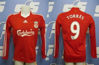 Fc Liverpool 2008/2009/2010 9 Torres Home Sz S Adidas Football Shirt Jersey L/s