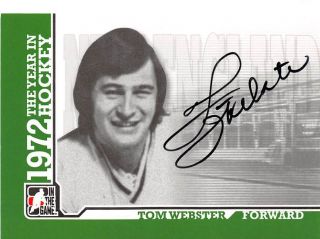 2009 - 10 Itg 1972 The Year In Hockey Autographs Atw Tom Webster