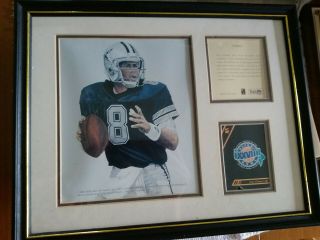 1994 Troy Aikman Plaque 12 " X 15 " Lithograph Kelly Russell Studios