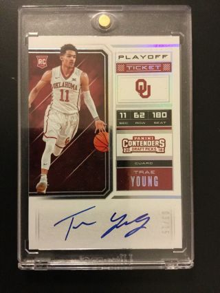 2018 - 19 Contenders Draft Picks Trae Young Playoff Ticket Auto Var A 03/15