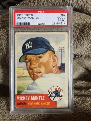 1953 Topps Mickey Mantle Psa Good 2 (mk) Card,  2nd Year Card 