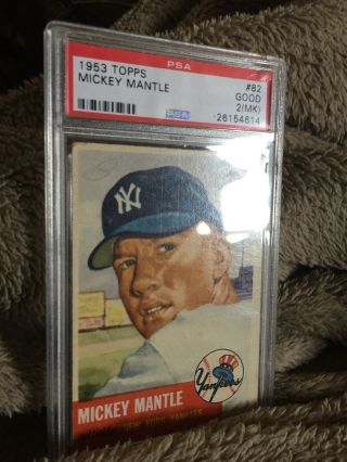 1953 Topps Mickey Mantle Psa Good 2 (mk) Card,  2nd Year Card  2