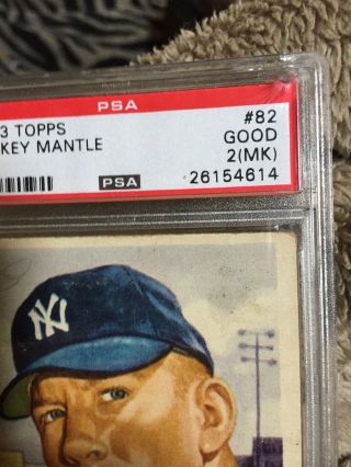 1953 Topps Mickey Mantle Psa Good 2 (mk) Card,  2nd Year Card  4