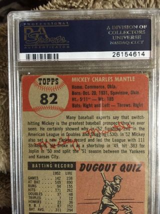 1953 Topps Mickey Mantle Psa Good 2 (mk) Card,  2nd Year Card  8