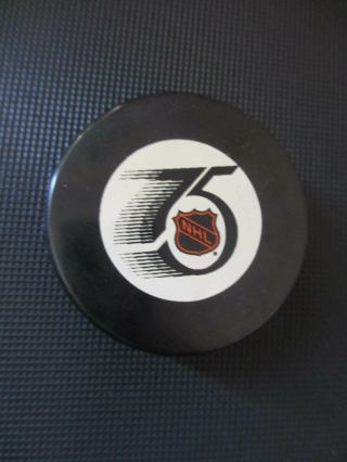 Vintage 1991 - 92 Nhl 75th Anniversary Official Game Hockey Puck In Glas Co