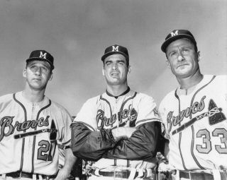 Warren Spahn,  Lew Burdette,  Bob Buhl 8x10 Photo Milwaukee Braves