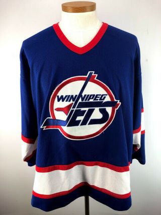 Vintage Winnipeg Jets Hockey Jersey Ccm Blank Back Adult 2xl
