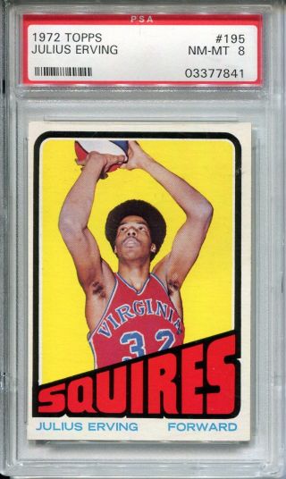 1972 Topps Basketball 195 Julius Erving Dr.  J Rookie Card Rc Psa 8