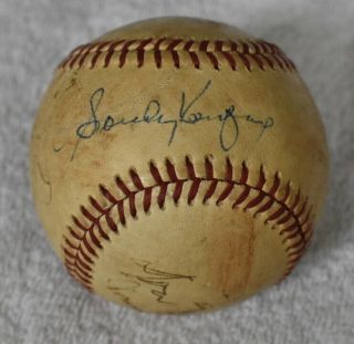 Sandy Koufax Don Drysdale Duke Snider & 4 More Hof Legends Signed Baseball