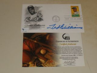 1982 First Day Issue Cover Jackie Robinson Stamp Ted Williams Auto Gai