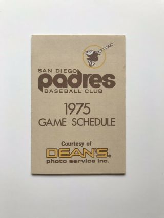1975 Vintage San Diego Padres Pocket Schedule Very
