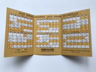 1975 Vintage San Diego Padres Pocket Schedule Very 2