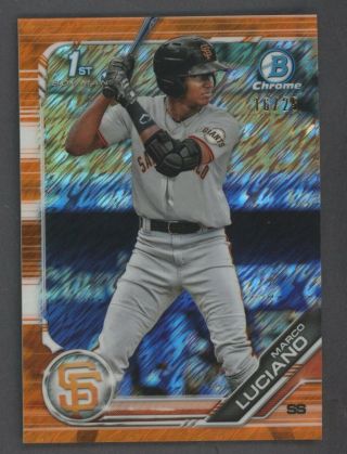 2019 Bowman Chrome Orange Shimmer Refractor Marco Luciano Giants Rc 16/25