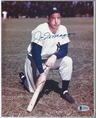 Joe Dimaggio Yankees Signed Autograph 8x10 Color Photo Bas Beckett