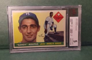 1955 Topps Sandy Koufax Rookie Rc 123 Graded Bvg 5 Brooklyn Dodgers