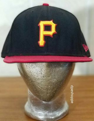 Mlb Pittsburgh Pirates Era 59 Fifty Fitted Red Black Baseball Cap Hat 7 - 5/8.