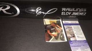 Eloy Jimenez Chicago White Sox Autographed Signed Engraved Bat Jsa Black A
