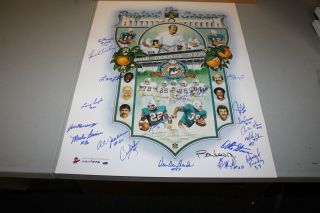 Miami Dolphins 1972 Signed 17 - 0 Ron Lewis Lithograph Signed By 20,  Morris,  Earl