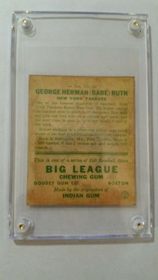 1933 GOUDEY Babe Ruth 181 Baseball Card 4