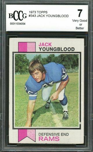 1973 Topps 343 Jack Youngblood Los Angeles Rams Rookie Card Bgs Bccg 7