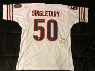 Mike Singletary Signed Chicago Bears Football Jersey " Sb Xx Champs/hof 98 " Jsa