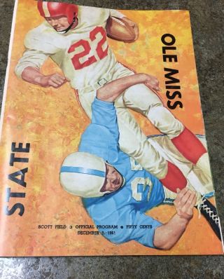 1961 Ole Miss Rebels Mississippi State Football Program Egg Bowl