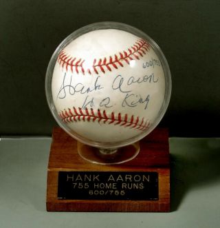 Hank Aaron Autographed Baseball 600 - 755