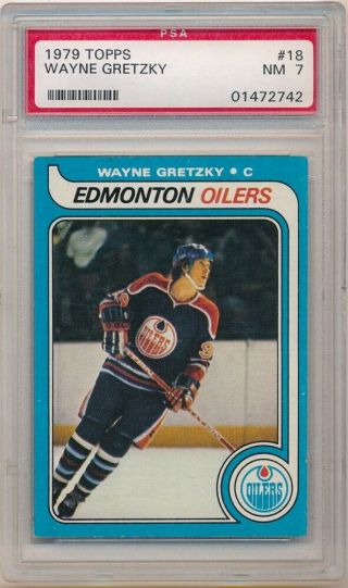 Wayne Gretzky 1979/80 Topps 18 Rc Rookie Card Edmonton Oilers Hof Psa 7 Nm