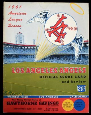 1961 La Angels 1st Year Regular Season Mlb Baseball Program