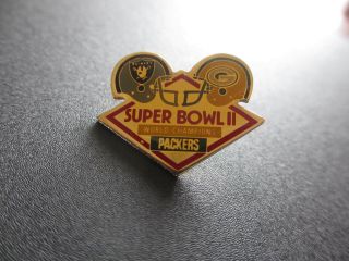 Vintage Bowl Ii Green Bay Packers Vs Oakland Raiders Lapel Hat Pin