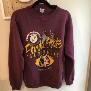 Vintage Fsu Florida State Seminoles Maroon Crew Neck Sweatshirt 1995 L Euc