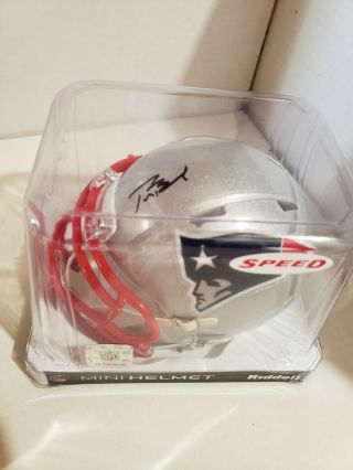 Tom Brady Autographed Mini Helmet with 2