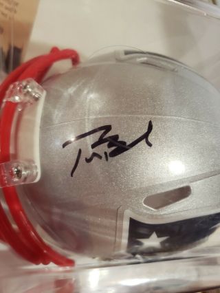Tom Brady Autographed Mini Helmet with 4