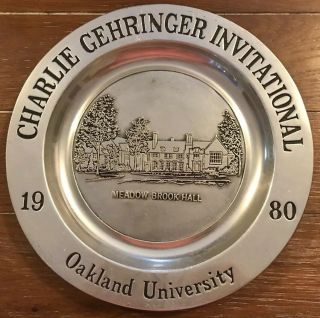 1977 Charlie Gehringer Invitational Golf Plate Oakland University Detroit Tigers