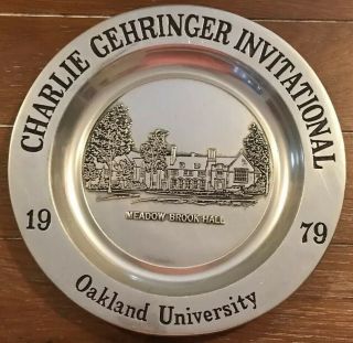 1977 CHARLIE GEHRINGER INVITATIONAL Golf plate Oakland University Detroit Tigers 3