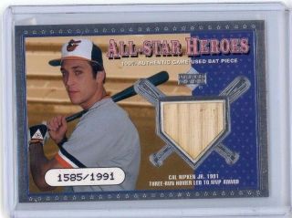 2001 Upper Deck Ud Cal Ripken Jr 1585/1991 All Star Heroes Bat Relic Orioles