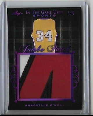 2019 Leaf Itg Game Shaquille O’neal Jumbo Game Worn Letter Patch 1/5
